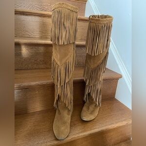 Sam Edelman URI Fringe Tan Suede Boots